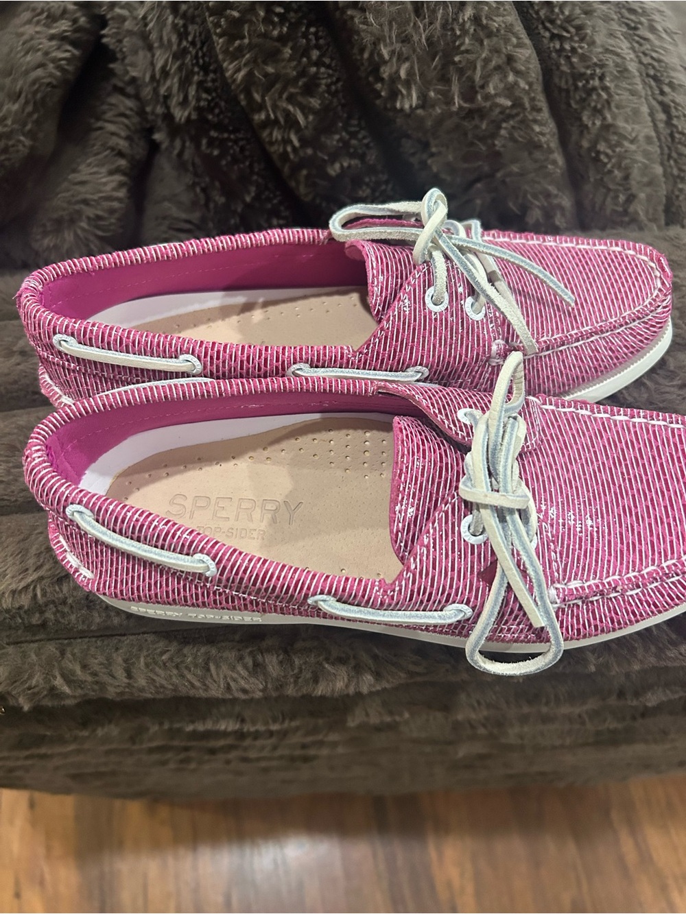 Sperry Pink Women's Slip-On Boat Moccasins with White Laces